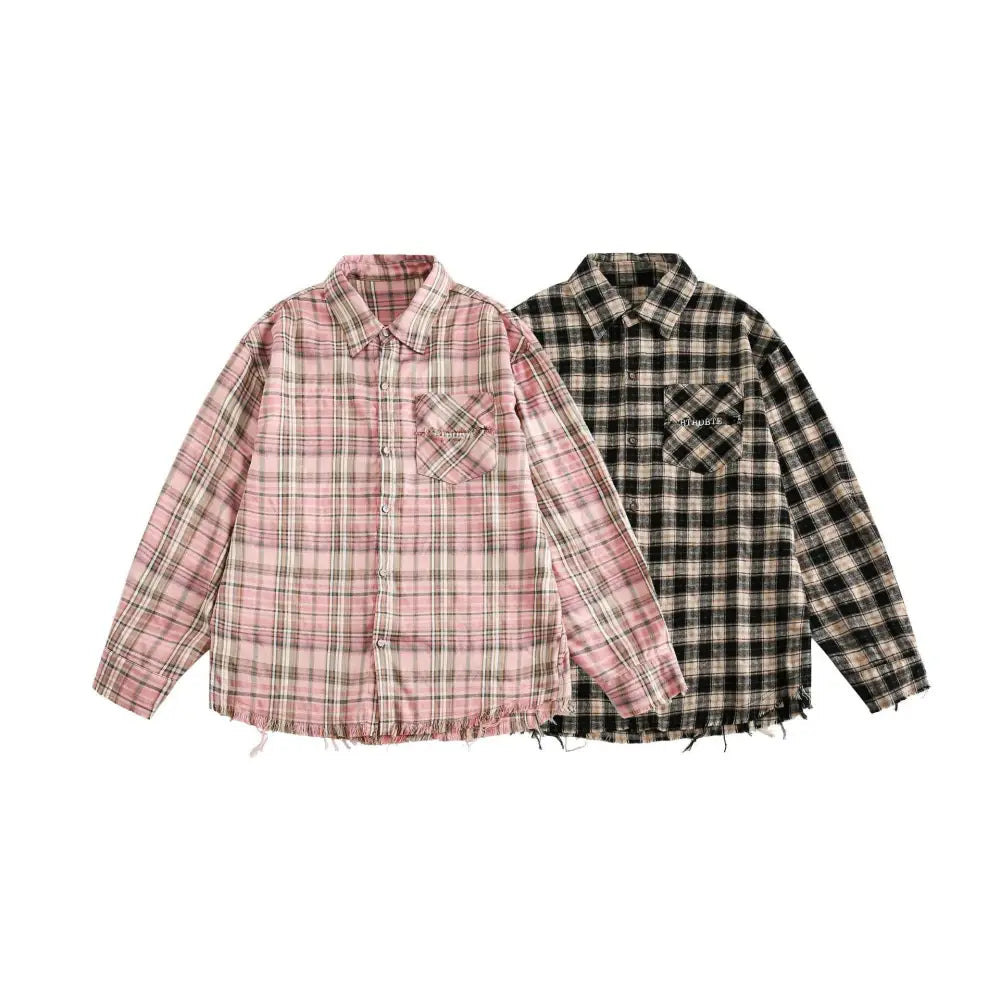 Plaid Shirt Coat Burrs Tassels Men And Women - www.Shopthatapp.com