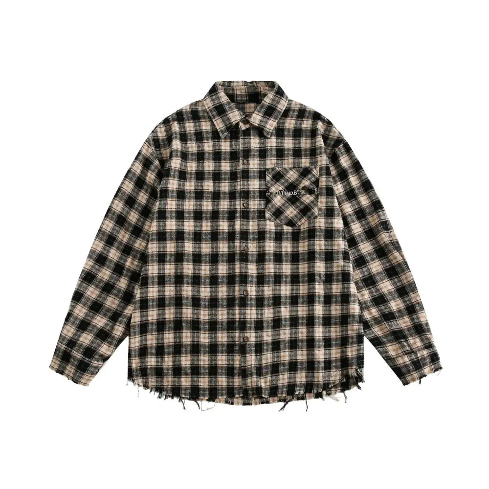Plaid Shirt Coat Burrs Tassels Men And Women - www.Shopthatapp.com