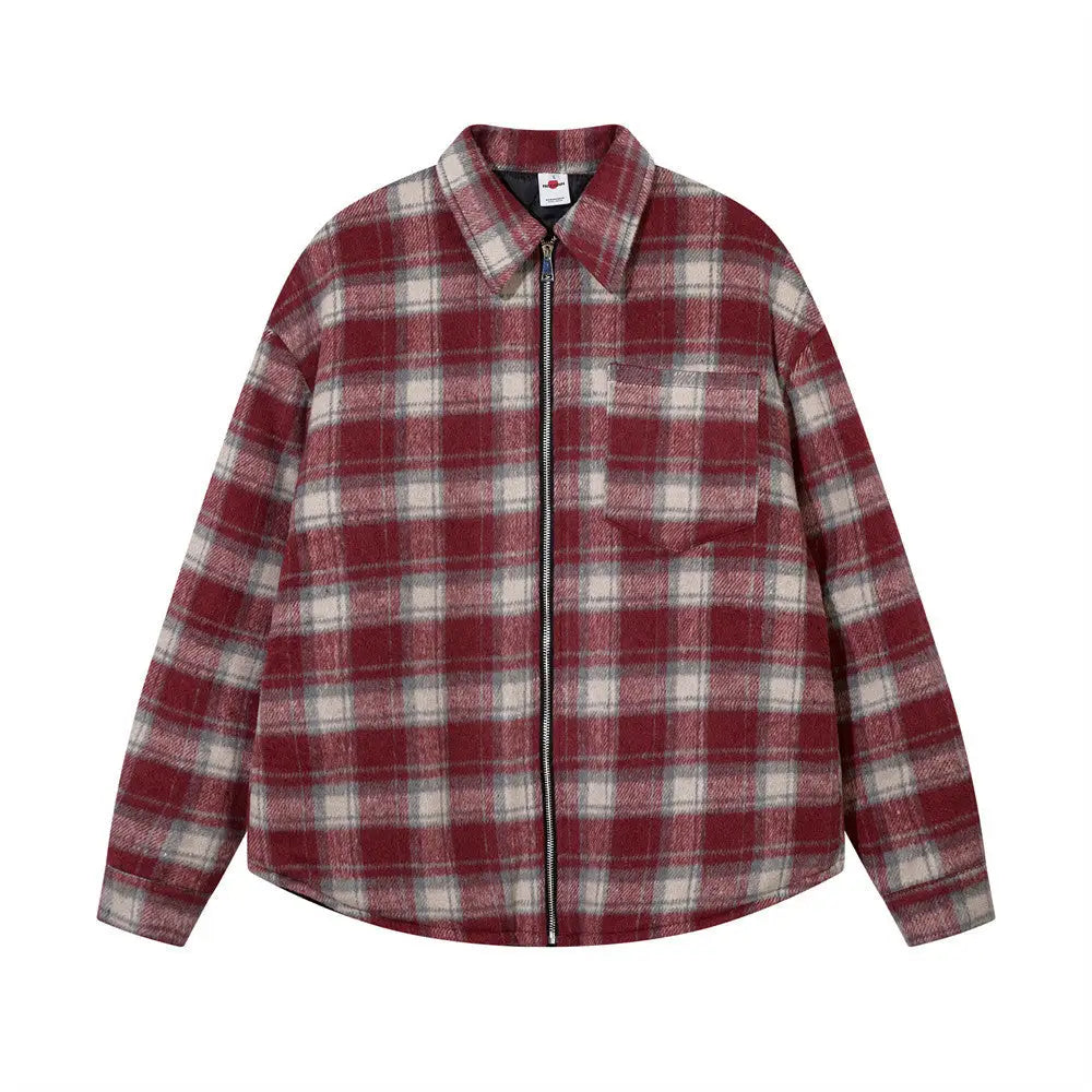 Plaid Shirt Cotton-padded Coat For Men - www.Shopthatapp.com