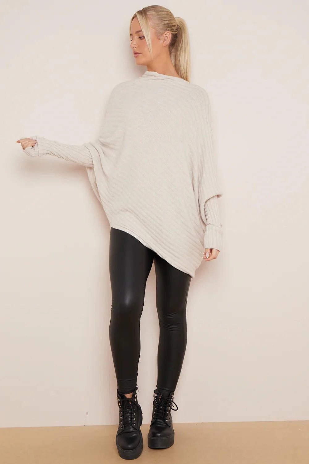 Poppy Batwing Pattern Oversized Jumper - www.Shopthatapp.com