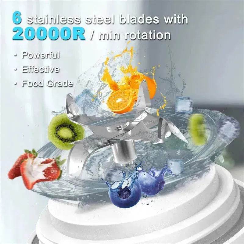 Portable Blender Juicer Personal Size Blender For Shakes And Smoothies With 6 Blade Mini Blender Kitchen Gadgets - www.Shopthatapp.com