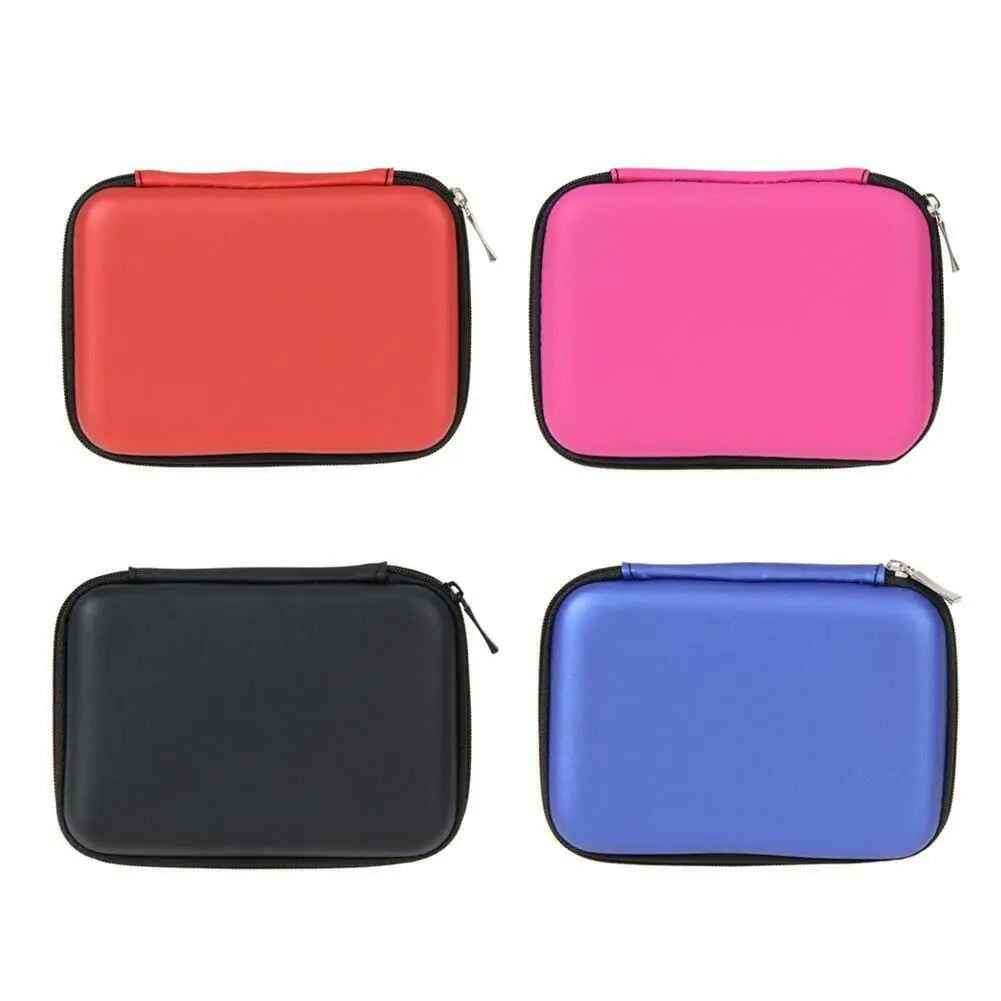 Four colorful On Set Headsets portable travel cases in red, pink, black, and blue for secure storage