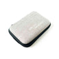 On Set Headsets portable travel case in stylish gray fabric with a zip closure for secure storage
