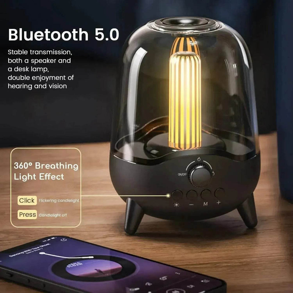 Portable Wireless Bluetooth 5.0 Speaker Flickering Ambient Light Speakers Table Lamp Stereo Sound Indoor Outdoor Night Lights - www.Shopthatapp.com