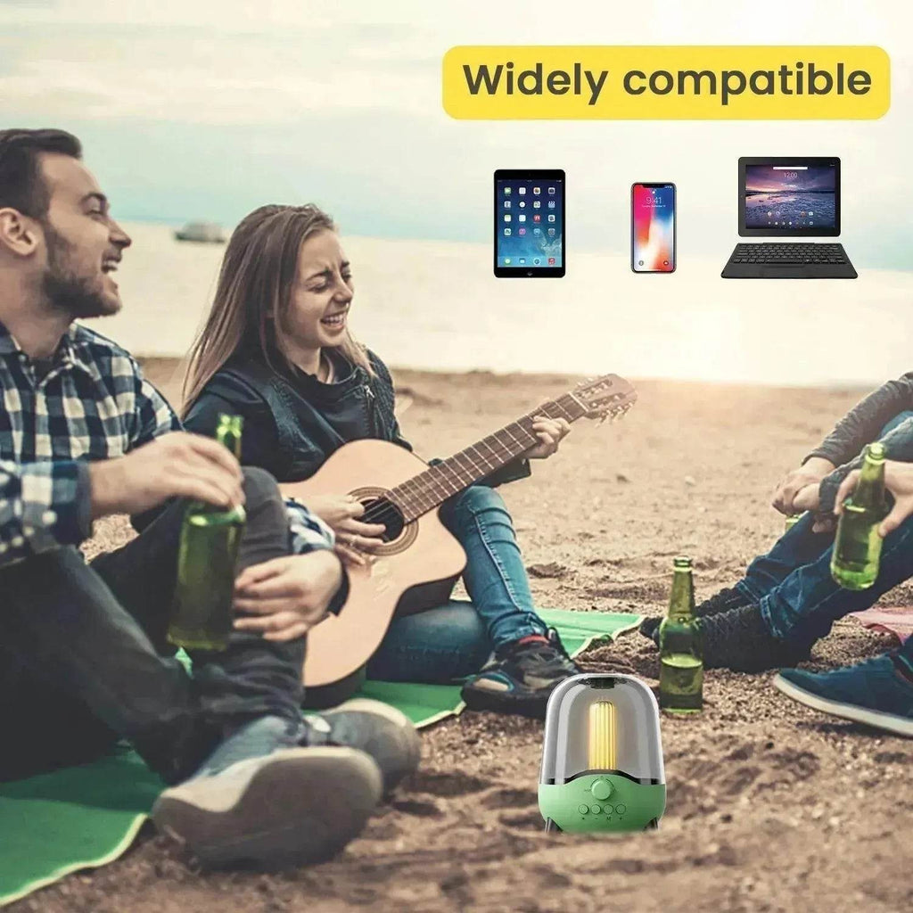 Portable Wireless Bluetooth 5.0 Speaker Flickering Ambient Light Speakers Table Lamp Stereo Sound Indoor Outdoor Night Lights - www.Shopthatapp.com