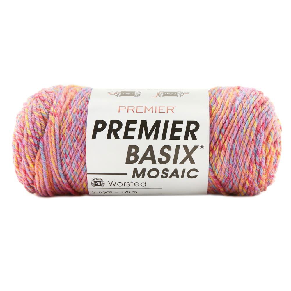 Buy Premier Basix Canada yarn in vibrant pink and multicolor for crochet and knitting projects