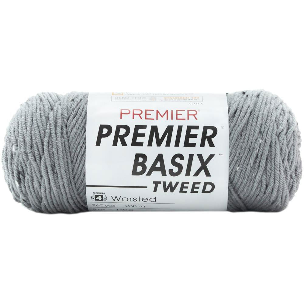 Premier Basix Tweed Yarn Canada in grey for various crochet and knitting projects
