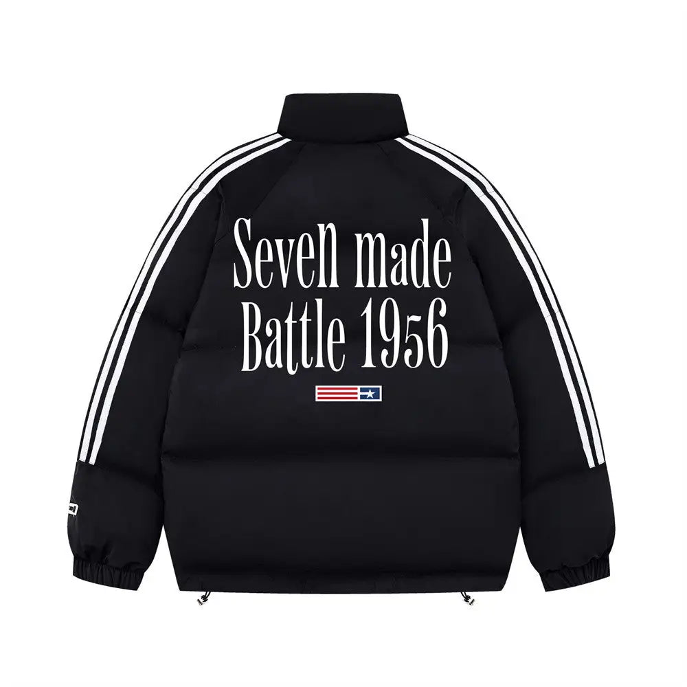 Printed Stand Collar Cotton-padded Coat Men - www.Shopthatapp.com