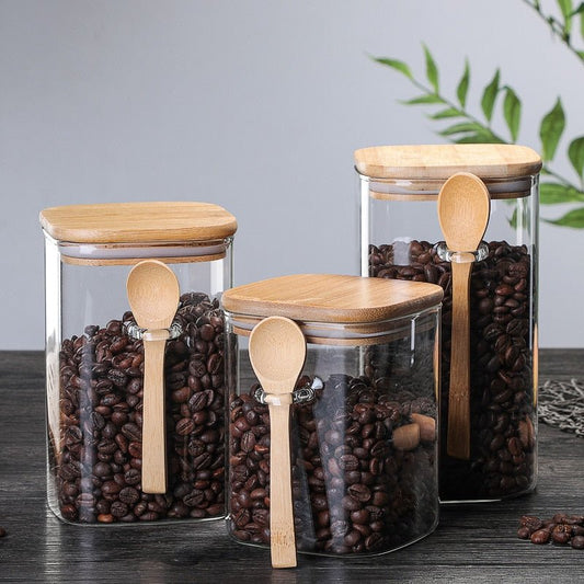 Boîte de rangement en verre avec cuillère