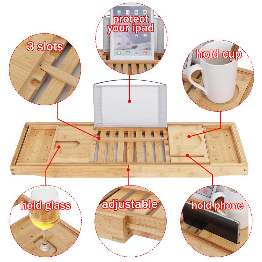 Bamboo Bath Caddy Tray - www.Shopthatapp.com