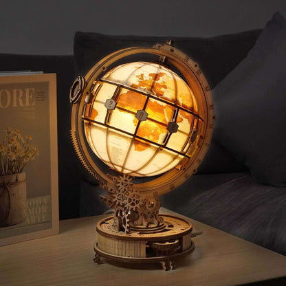 Robotime Globe Lumineux 180 Pièces - Kit Maquette en Bois avec Lumière LED