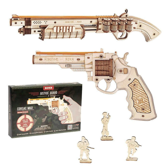 Robotime DIY Rubber Band Bullet Revolver: A Wooden Model Building Kit from Robotime - A Fun and Engaging Assembly Toy Gift for Children and Adults - www.Shopthatapp.com