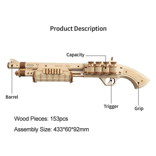 Robotime DIY Rubber Band Bullet Revolver: A Wooden Model Building Kit from Robotime - A Fun and Engaging Assembly Toy Gift for Children and Adults - www.Shopthatapp.com