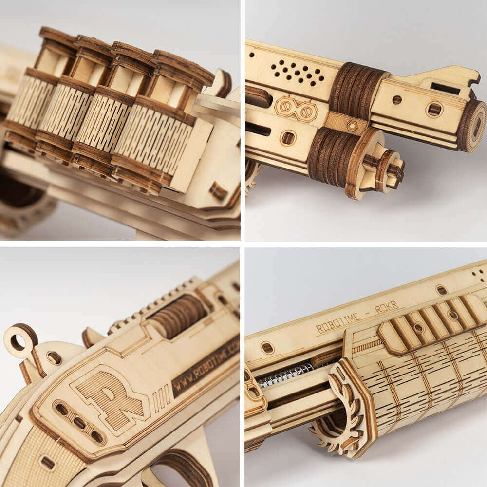 Robotime DIY Rubber Band Bullet Revolver: A Wooden Model Building Kit from Robotime - A Fun and Engaging Assembly Toy Gift for Children and Adults - www.Shopthatapp.com
