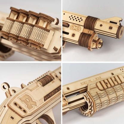 Robotime DIY Rubber Band Bullet Revolver: A Wooden Model Building Kit from Robotime - A Fun and Engaging Assembly Toy Gift for Children and Adults - www.Shopthatapp.com