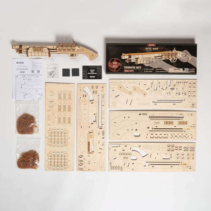 Robotime DIY Rubber Band Bullet Revolver: A Wooden Model Building Kit from Robotime - A Fun and Engaging Assembly Toy Gift for Children and Adults - www.Shopthatapp.com