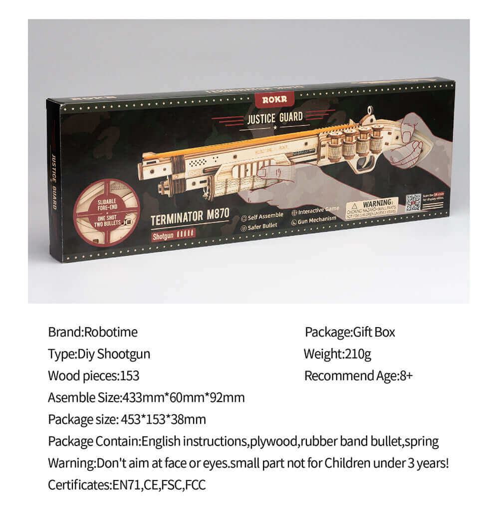 Robotime DIY Rubber Band Bullet Revolver: A Wooden Model Building Kit from Robotime - A Fun and Engaging Assembly Toy Gift for Children and Adults - www.Shopthatapp.com