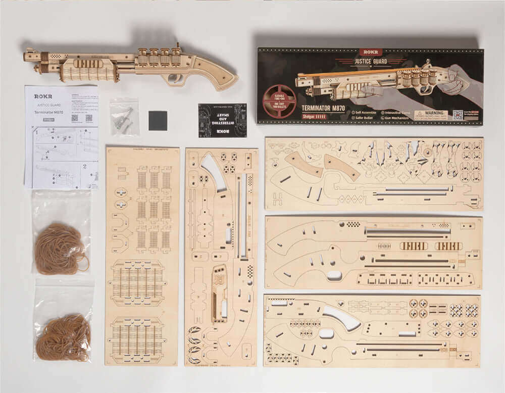 Robotime DIY Rubber Band Bullet Revolver: A Wooden Model Building Kit from Robotime - A Fun and Engaging Assembly Toy Gift for Children and Adults - www.Shopthatapp.com