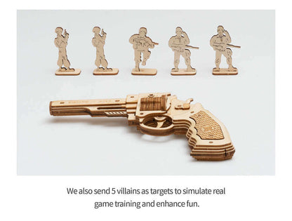 Robotime DIY Rubber Band Bullet Revolver: A Wooden Model Building Kit from Robotime - A Fun and Engaging Assembly Toy Gift for Children and Adults - www.Shopthatapp.com