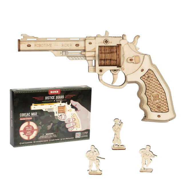 Robotime DIY Rubber Band Bullet Revolver: A Wooden Model Building Kit from Robotime - A Fun and Engaging Assembly Toy Gift for Children and Adults - www.Shopthatapp.com