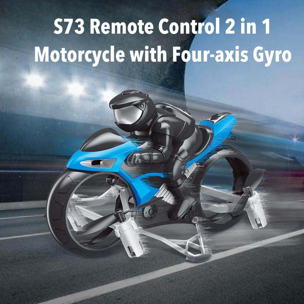 2.4GHz RC Motorcycle 2 In 1 Land Air Flying Motos Drone Toys With 360 Degree Rotation Drift Electric Motorcycle For Children - www.Shopthatapp.com