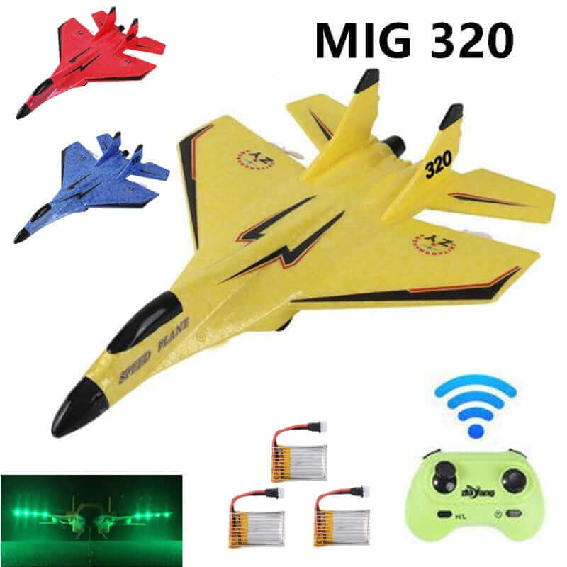 MIG 320 Foam RC Glider Drone | Hand-Thrown Electric Airplane Toy for Boys - www.Shopthatapp.com