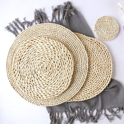 Sets de table et sous-verres en paille d'osier
