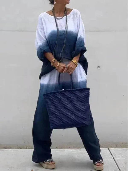 Product Women's Clothes Fashion Cotton Linen Gradient Two-piece Set - www.Shopthatapp.com