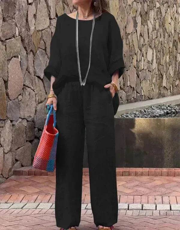 Product Women's Clothes Fashion Cotton Linen Gradient Two-piece Set - www.Shopthatapp.com