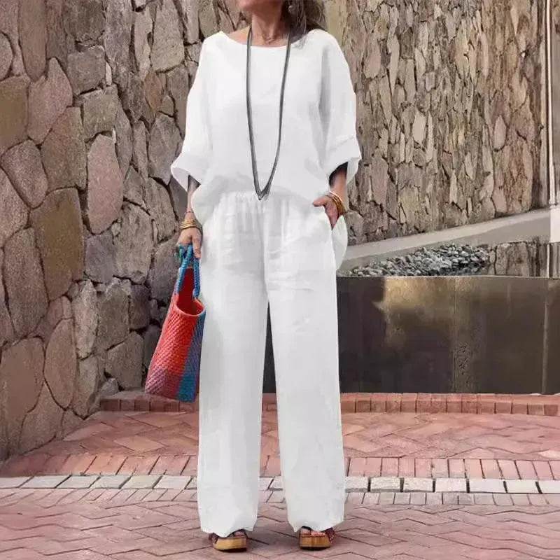 Product Women's Clothes Fashion Cotton Linen Gradient Two-piece Set - www.Shopthatapp.com