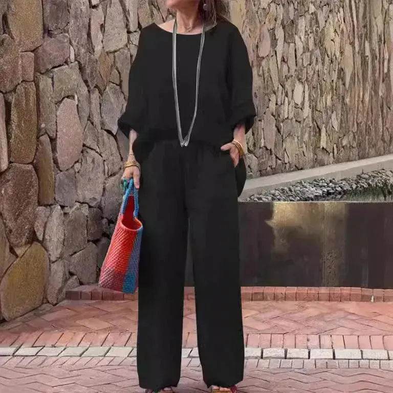 Product Women's Clothes Fashion Cotton Linen Gradient Two-piece Set - www.Shopthatapp.com