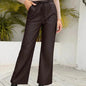 PU Loose Trousers Motorcycle Leather Straight Wide Leg Leather Pants Women - www.Shopthatapp.com