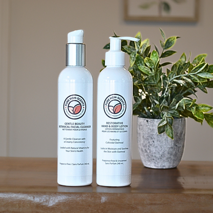 Pure Non-Scents Gentle Beauty botanical facial cleanser and lotion set for radiant skin care