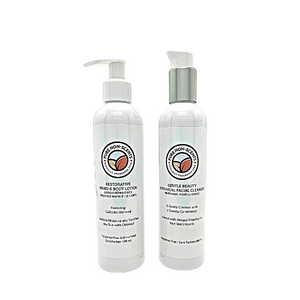 Set of Pure Non-Scents skincare products including a botanical facial cleanser and body lotion