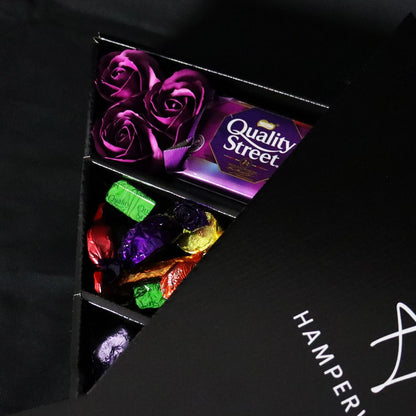 Quality Street Signature Chocolate Bouquet With Purple Roses-Food and beverage-www.Shopthatapp.com-HamperWell