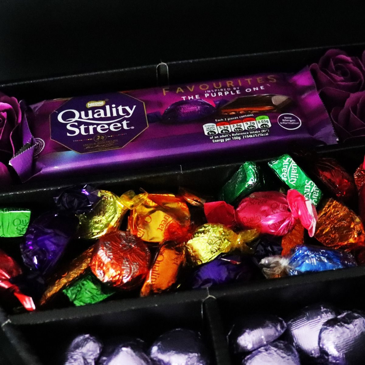 Quality Street Signature Chocolate Bouquet With Purple Roses-Food and beverage-www.Shopthatapp.com-HamperWell