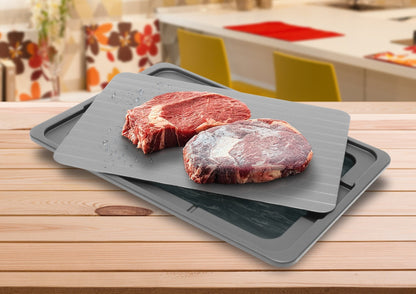 Plateau de décongélation rapide, décongelez rapidement le poulet, le steak et autres viandes, plateau anti-salissures inclus, décongelez les aliments surgelés plus rapidement sans micro-ondes ni eau chaude, rapide et sûr 