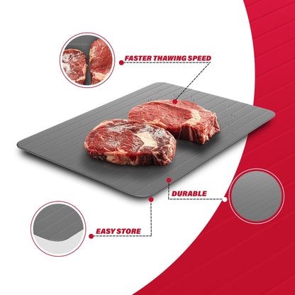 Plateau de décongélation rapide, décongelez rapidement le poulet, le steak et autres viandes, plateau anti-salissures inclus, décongelez les aliments surgelés plus rapidement sans micro-ondes ni eau chaude, rapide et sûr 
