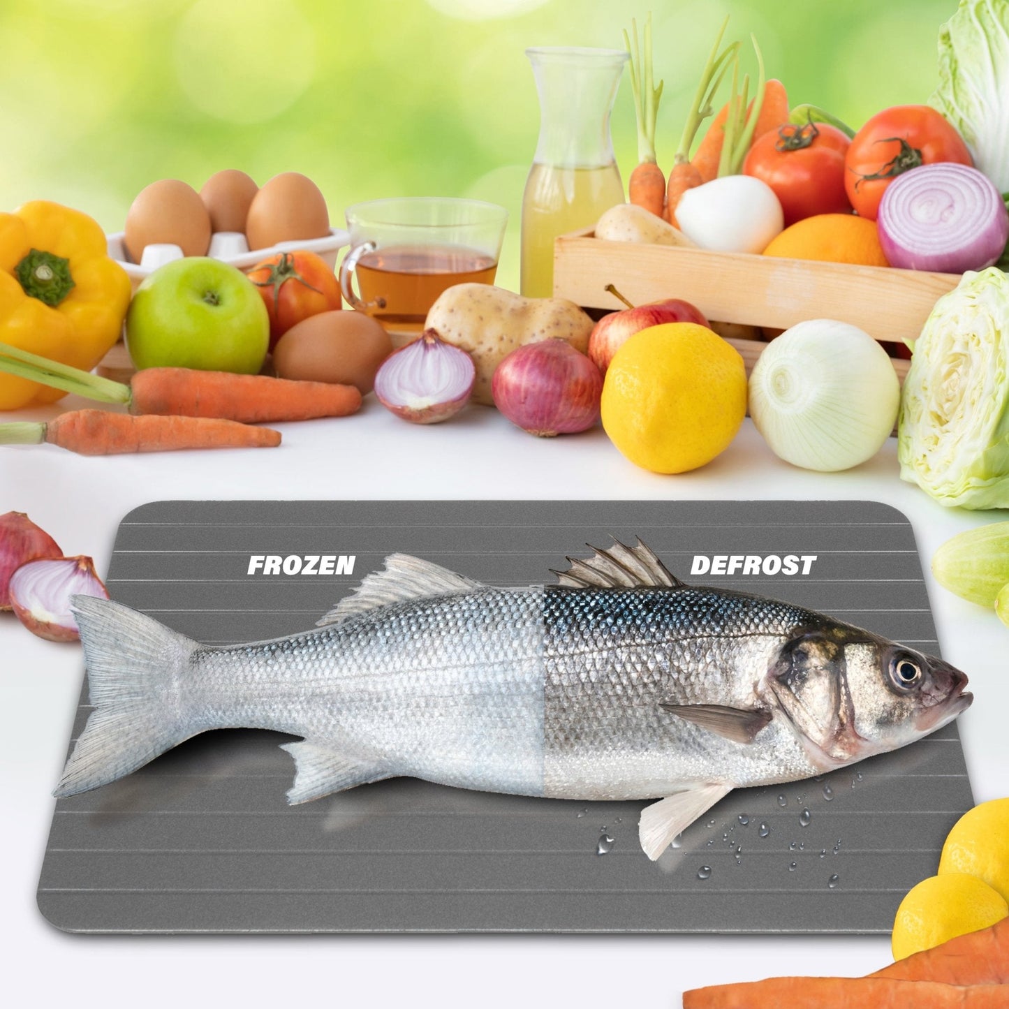 Plateau de décongélation rapide, décongelez rapidement le poulet, le steak et autres viandes, plateau anti-salissures inclus, décongelez les aliments surgelés plus rapidement sans micro-ondes ni eau chaude, rapide et sûr 