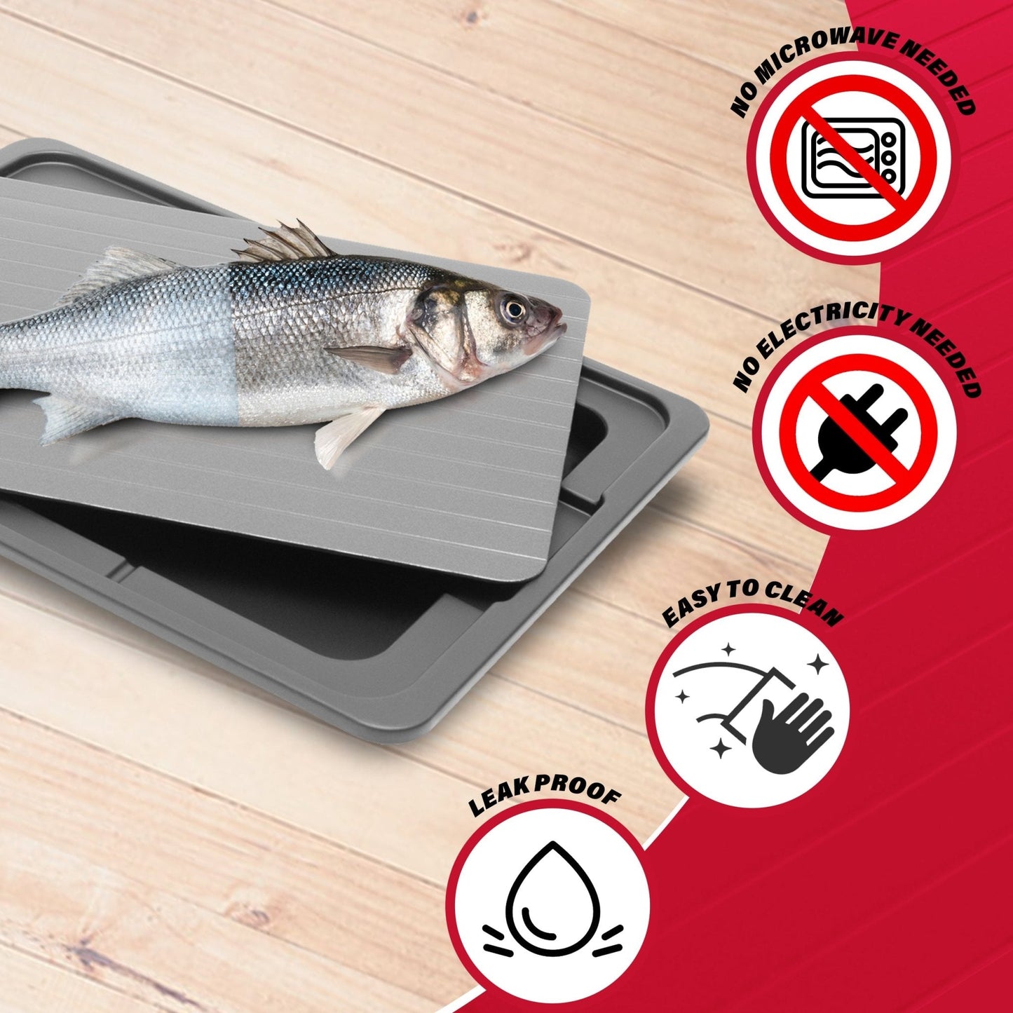 Plateau de décongélation rapide, décongelez rapidement le poulet, le steak et autres viandes, plateau anti-salissures inclus, décongelez les aliments surgelés plus rapidement sans micro-ondes ni eau chaude, rapide et sûr 