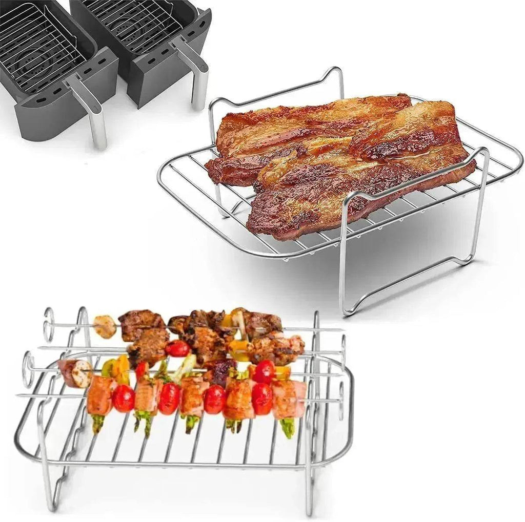 Rectangular Four-corner G-shaped BBQ Sticks Double Layer Stainless Steel Barbecue Grill Cross-border Foreign Trade - www.Shopthatapp.com