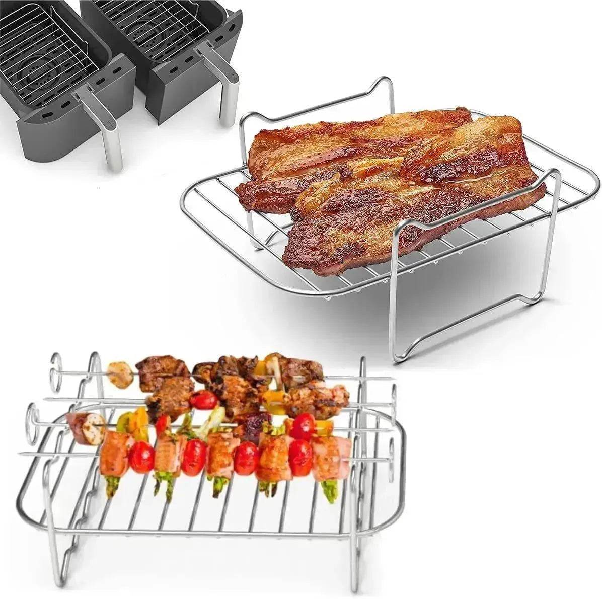 Rectangular Four-corner G-shaped BBQ Sticks Double Layer Stainless Steel Barbecue Grill Cross-border Foreign Trade - www.Shopthatapp.com