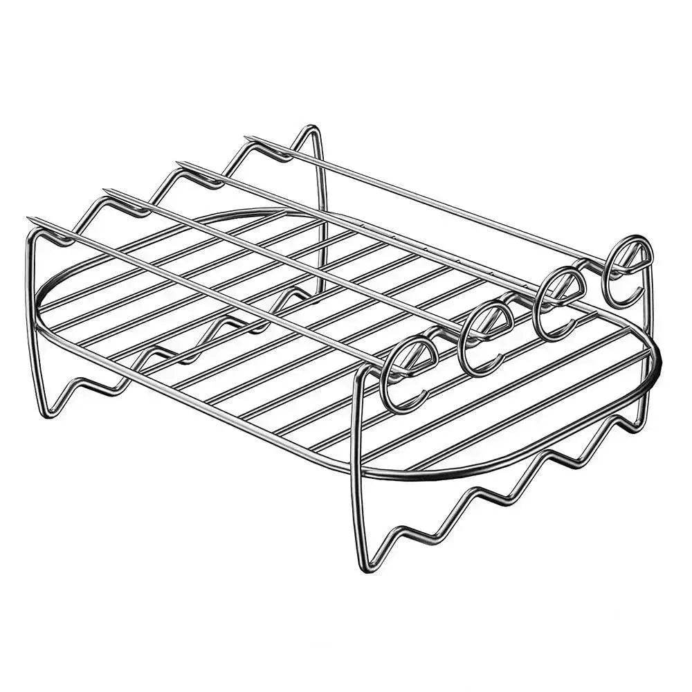 Rectangular Four-corner G-shaped BBQ Sticks Double Layer Stainless Steel Barbecue Grill Cross-border Foreign Trade - www.Shopthatapp.com