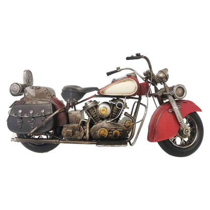 Vintage red motorcycle model detailed with realistic features and a classic design for home decor