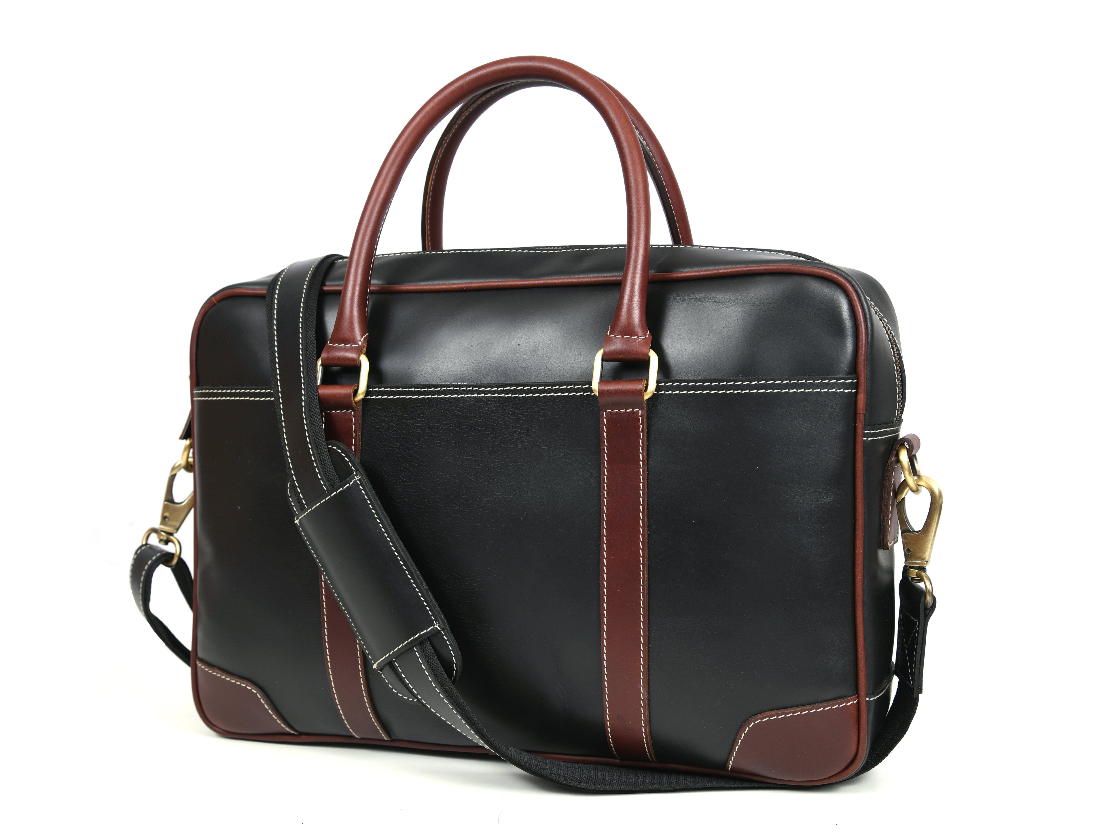 Reeds Leather Office Bag -  Raven Black - www.Shopthatapp.com