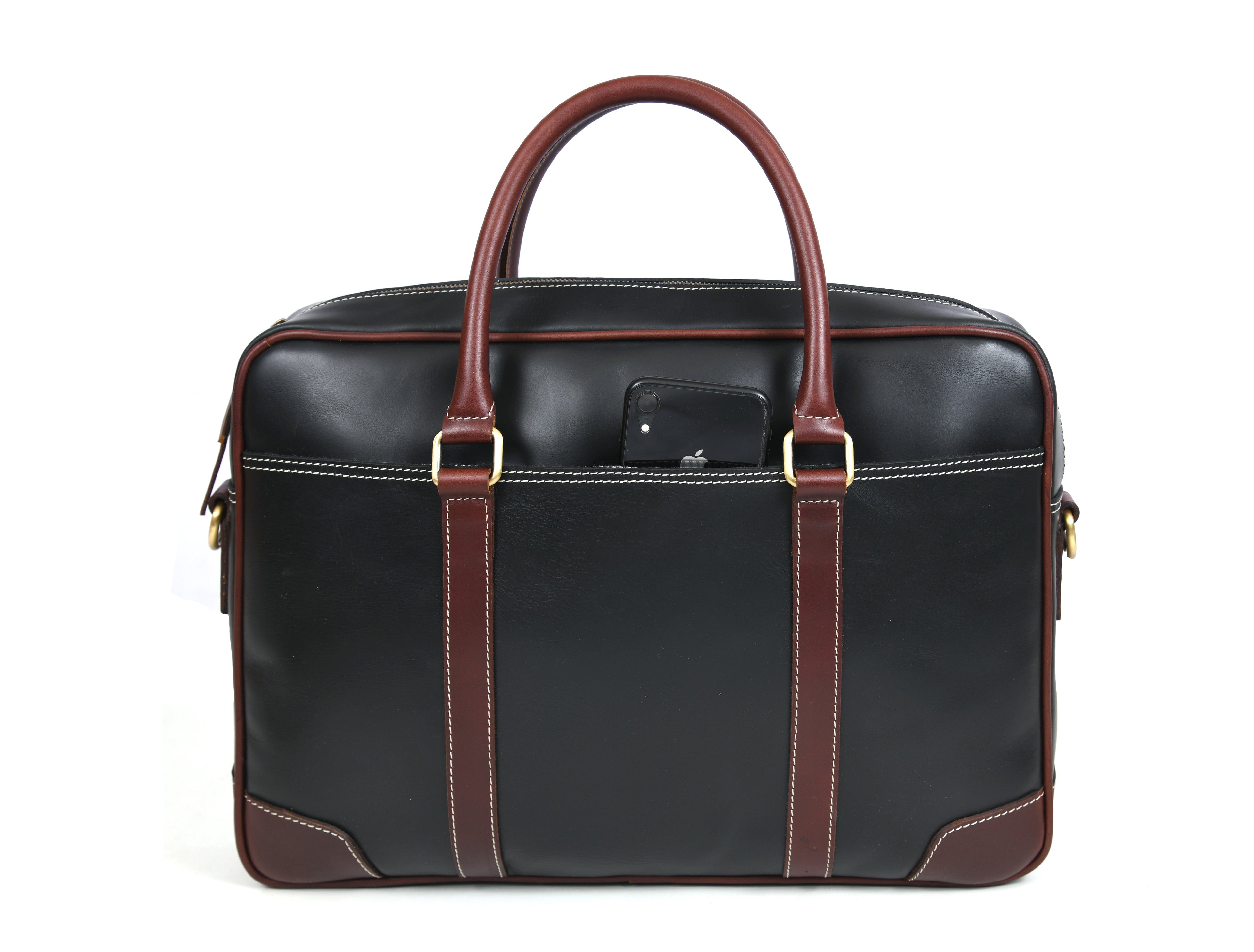 Reeds Leather Office Bag -  Raven Black - www.Shopthatapp.com