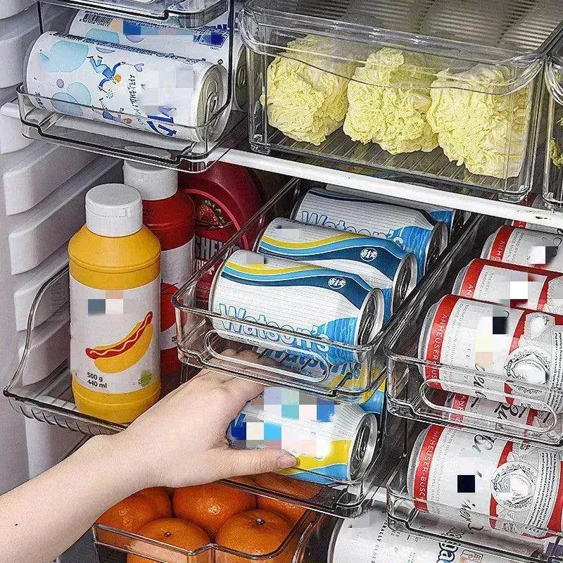 Refrigerator Beverage Storage Box Double-layer Self-rolling Kitchen Storage Rack - www.Shopthatapp.com