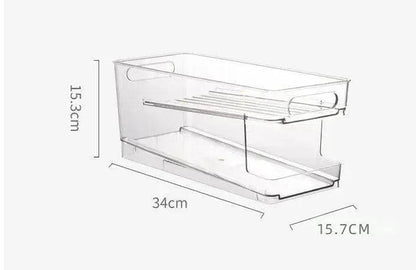 Refrigerator Beverage Storage Box Double-layer Self-rolling Kitchen Storage Rack - www.Shopthatapp.com