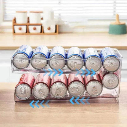 Refrigerator Beverage Storage Box Double-layer Self-rolling Kitchen Storage Rack - www.Shopthatapp.com
