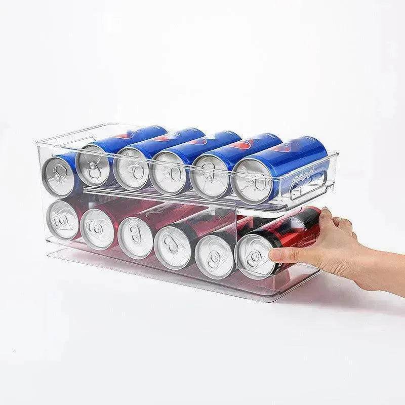 Refrigerator Beverage Storage Box Double-layer Self-rolling Kitchen Storage Rack - www.Shopthatapp.com